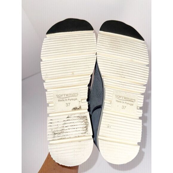 Softwaves Suede Platform Sneaker Loafer Dusty Blue Metallic Perforated 37/6.5 - Picture 5 of 16